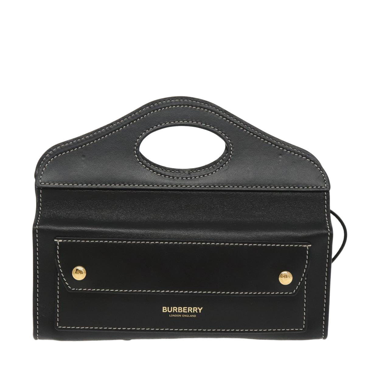 Burberry Pocket Bag Black Leather Handbag (Pre-Owned)
