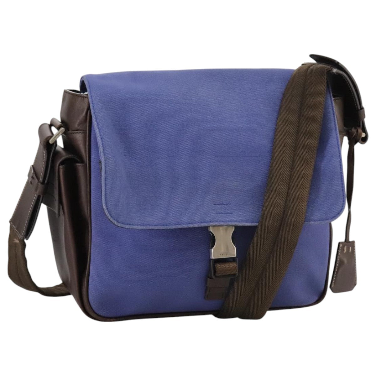 Prada Blue Canvas Shoulder Bag (Pre-Owned)