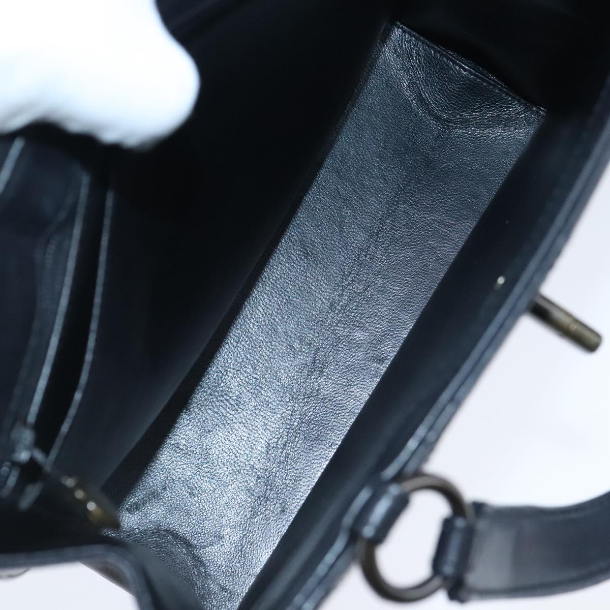 Chanel Coco Mark Black Leather Handbag (Pre-Owned)