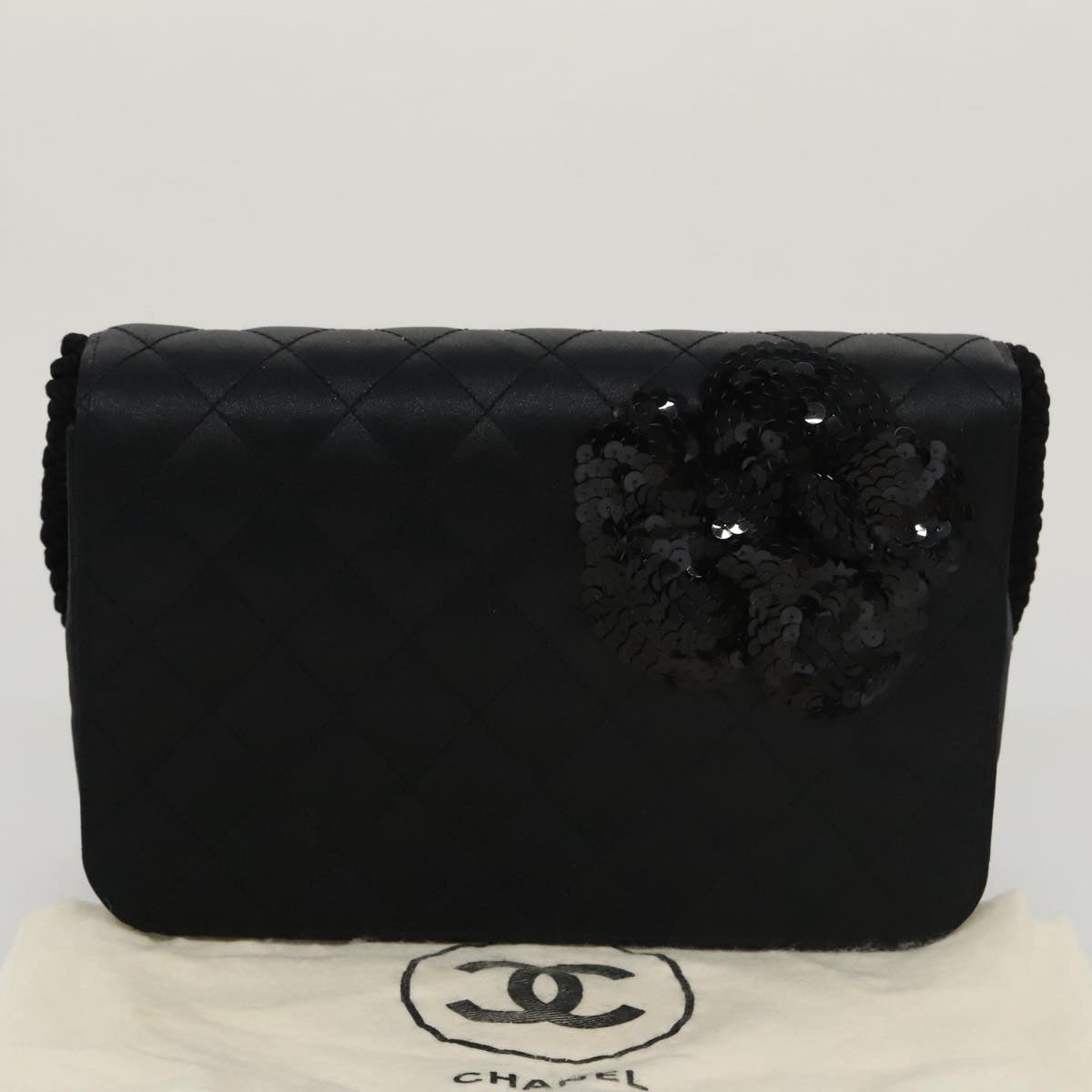 Chanel Camellia Black Silk Shoulder Bag (Pre-Owned)