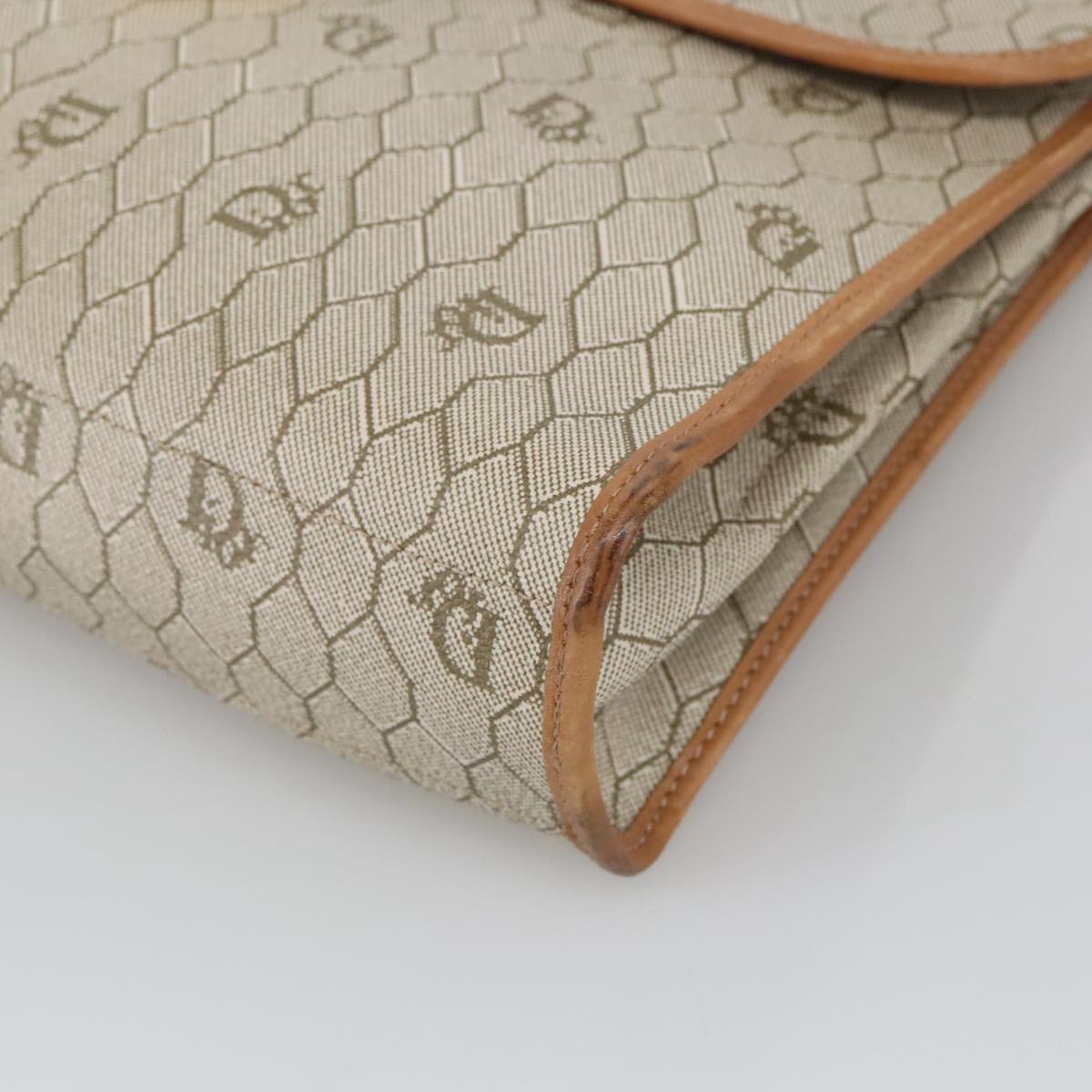 Dior Honeycomb Beige Canvas Handbag (Pre-Owned)