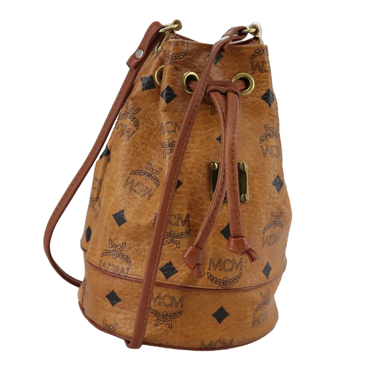 MCM Visetos Brown Canvas Shoulder Bag (Pre-Owned)