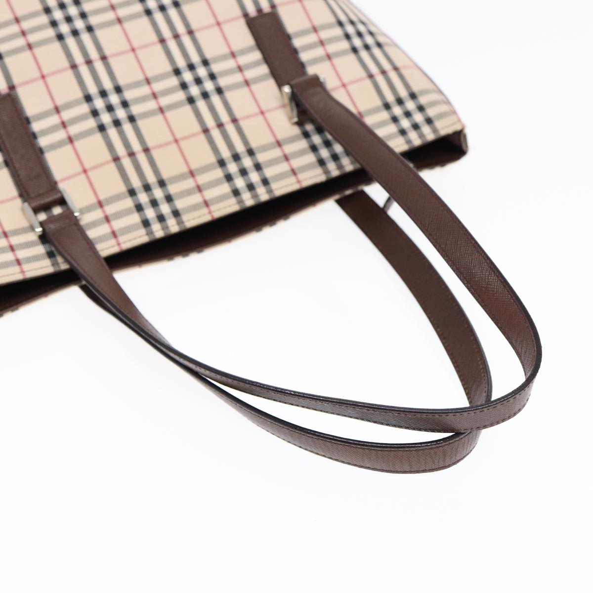 Burberry Nova Check Brown Canvas Tote Bag (Pre-Owned)