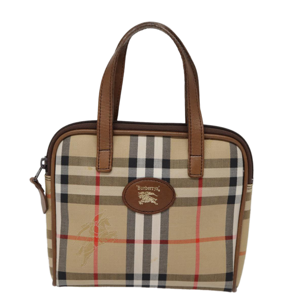 Burberry Nova Check Beige Canvas Handbag (Pre-Owned)