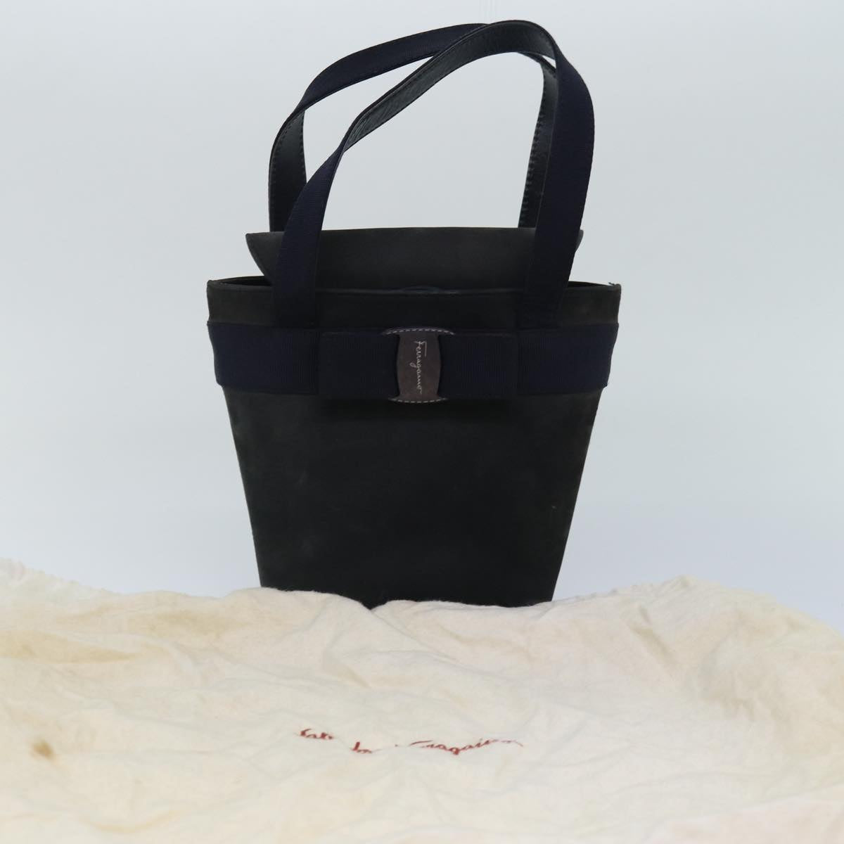 Salvatore Ferragamo Vara Navy Suede Handbag (Pre-Owned)