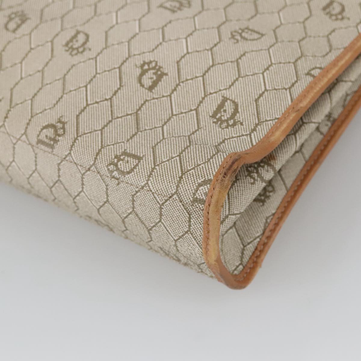 Dior Honeycomb Beige Canvas Handbag (Pre-Owned)