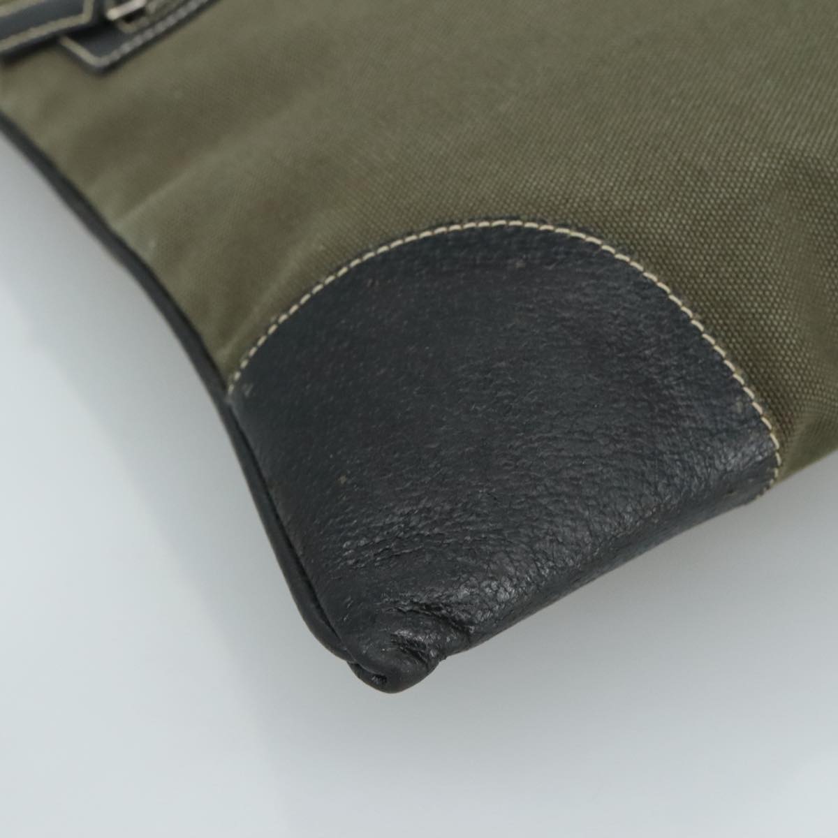 Prada Triangle Logo Khaki Canvas Handbag (Pre-Owned)