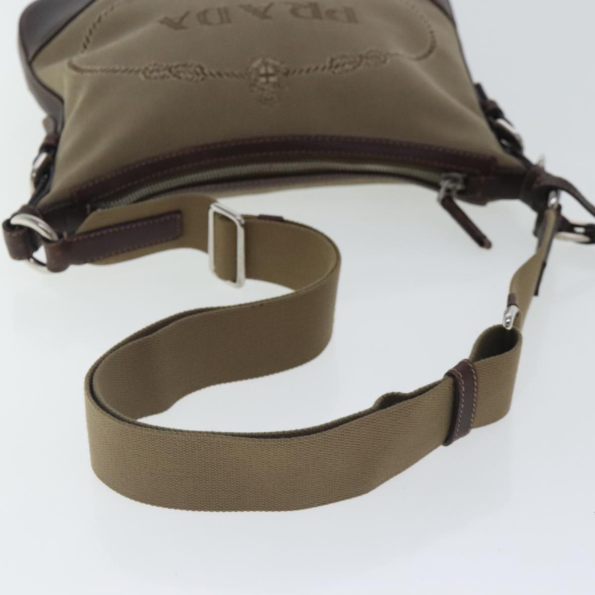 Prada Canapa Beige Canvas Shoulder Bag (Pre-Owned)