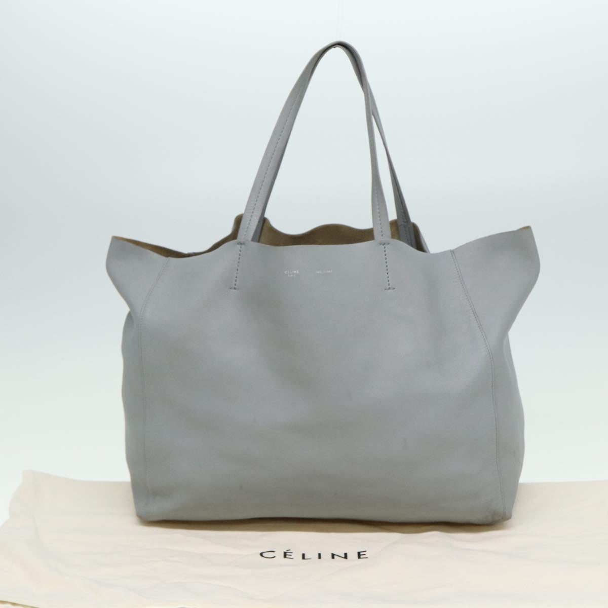 Céline Cabas Horizontal Grey Leather Tote Bag (Pre-Owned)