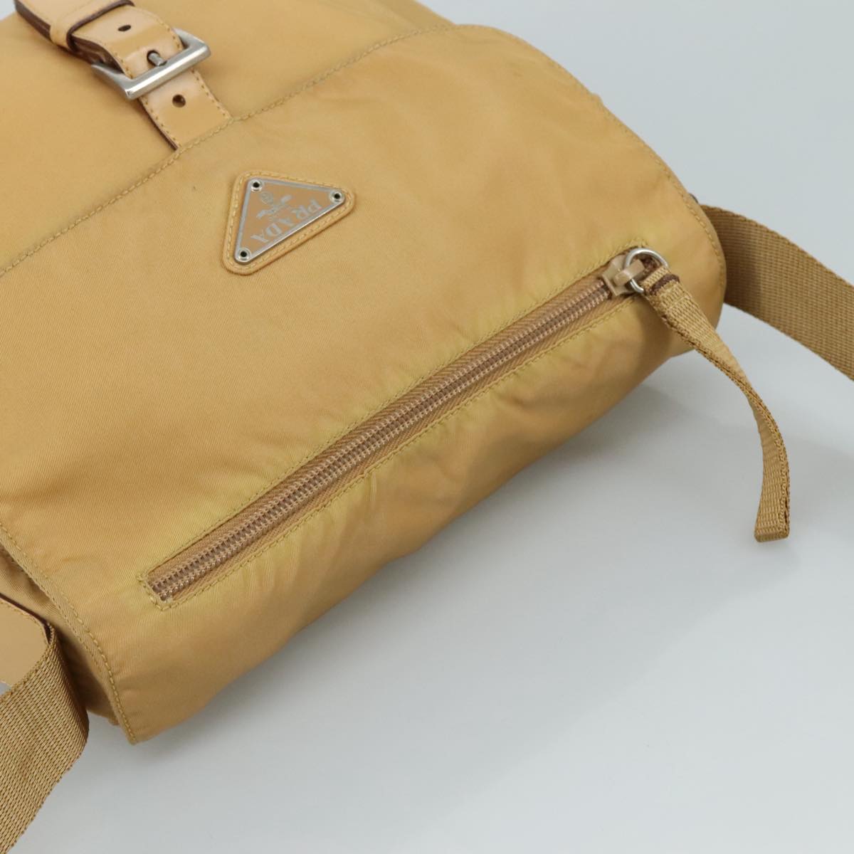 Prada Tessuto Beige Synthetic Shoulder Bag (Pre-Owned)