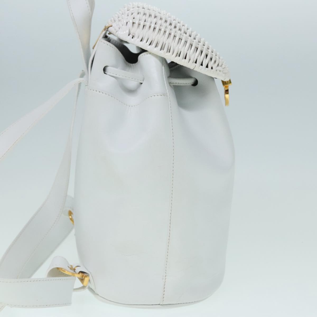 Salvatore Ferragamo White Leather Backpack Bag (Pre-Owned)