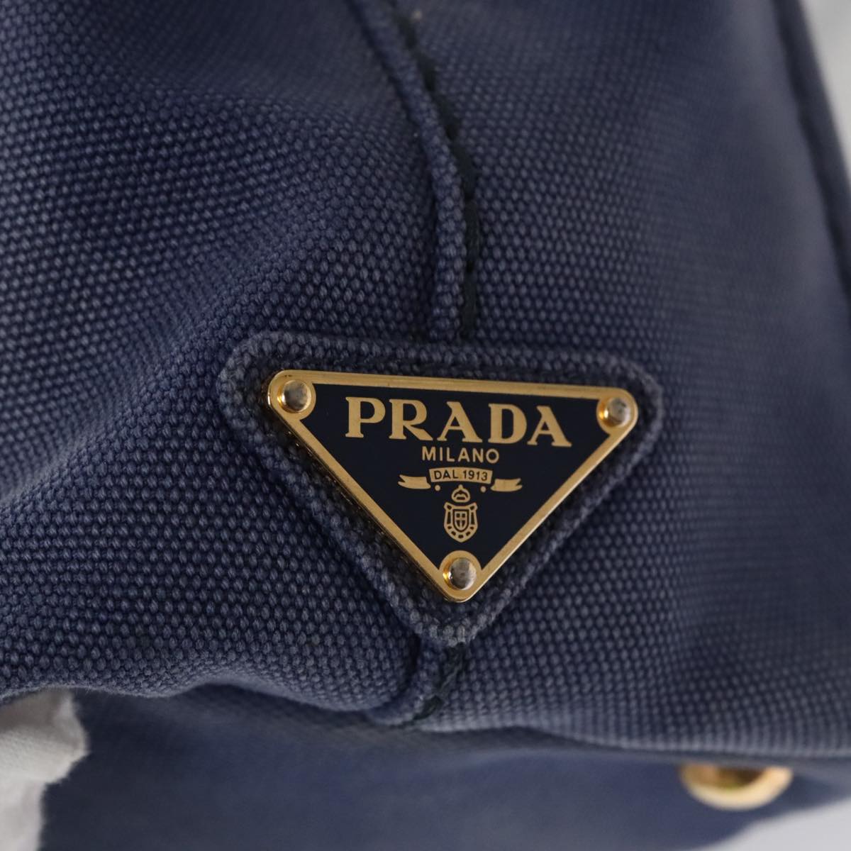 Prada Canapa Blue Canvas Handbag (Pre-Owned)
