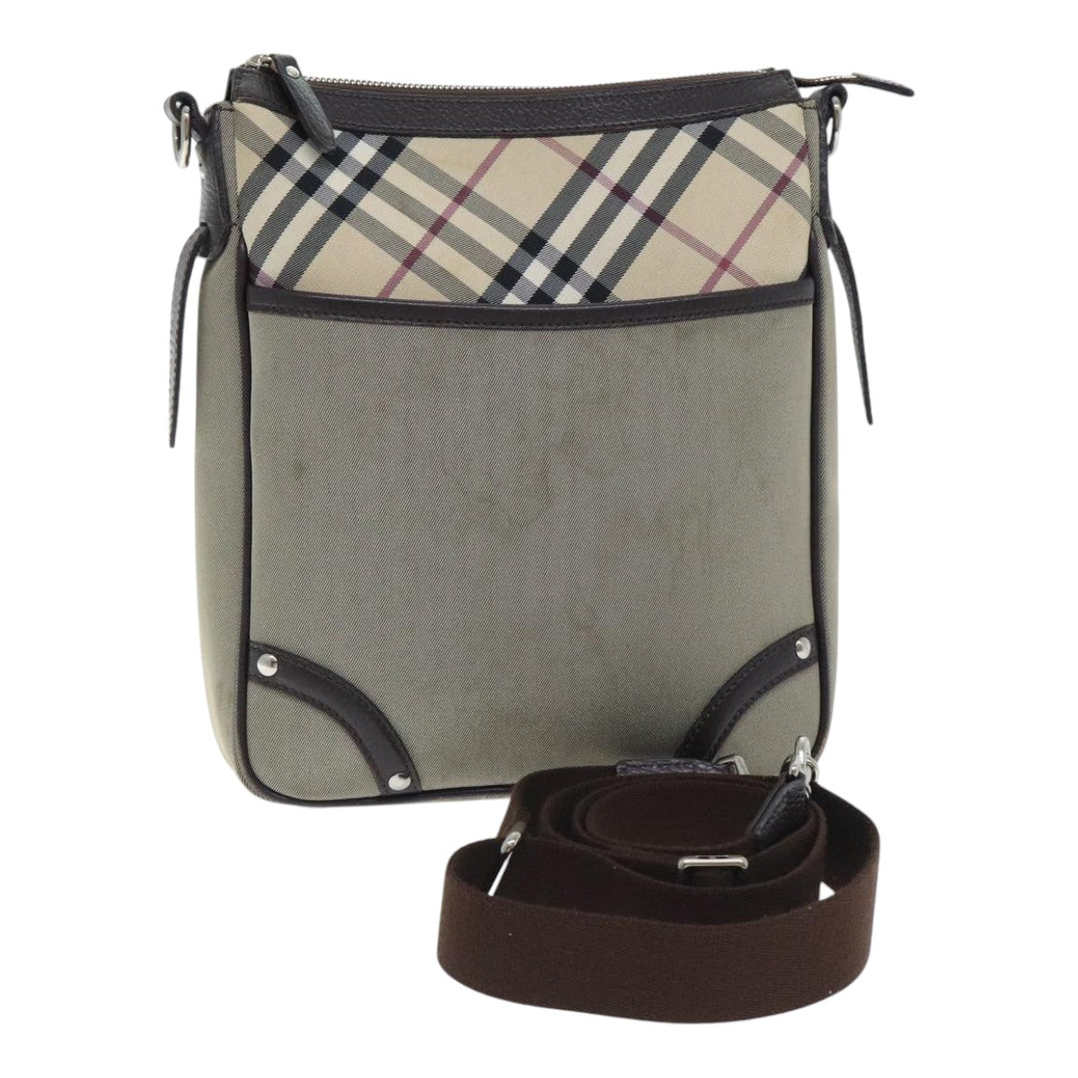 Burberry Nova Check Grey Synthetic Shoulder Bag (Pre-Owned)