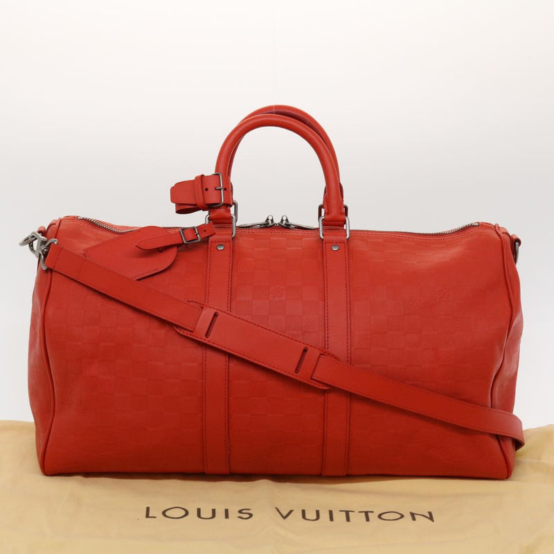 Louis Vuitton Keepall 45 Red Leather Travel Bag (Pre-Owned)