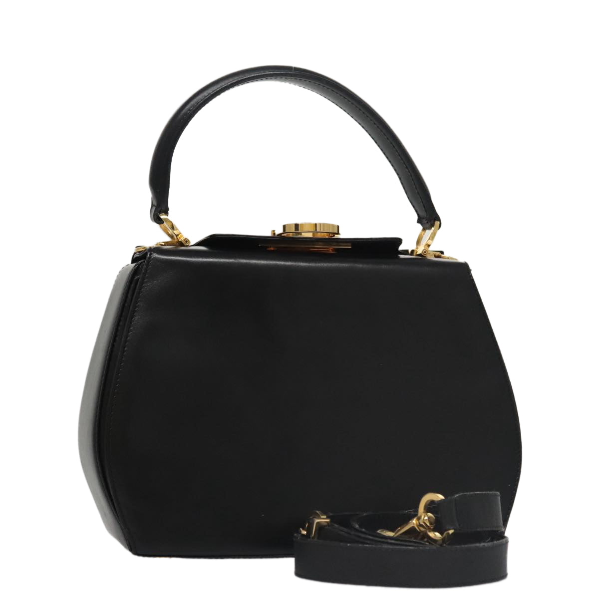 Salvatore Ferragamo Gancini Black Leather Handbag (Pre-Owned)