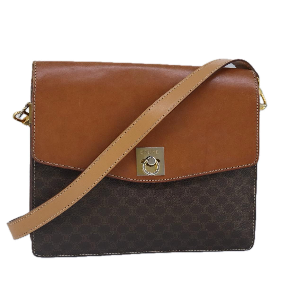 Céline Triomphe Brown Canvas Shoulder Bag (Pre-Owned)
