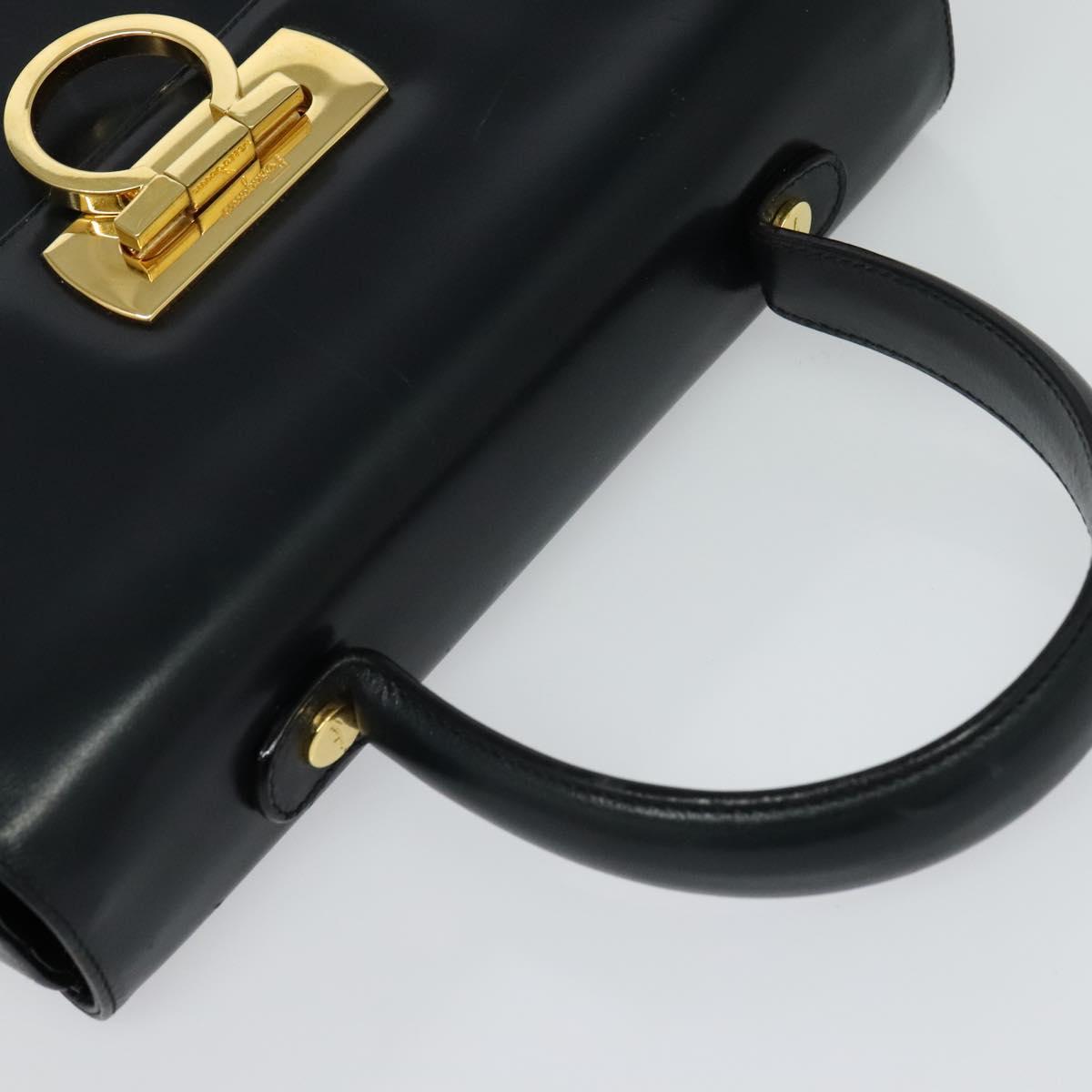 Salvatore Ferragamo Gancini Black Leather Handbag (Pre-Owned)