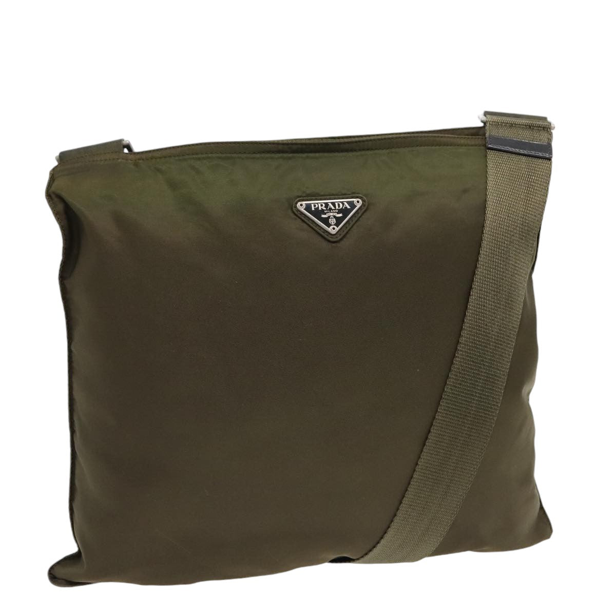 Prada Re-Nylon Khaki Synthetic Shoulder Bag (Pre-Owned)