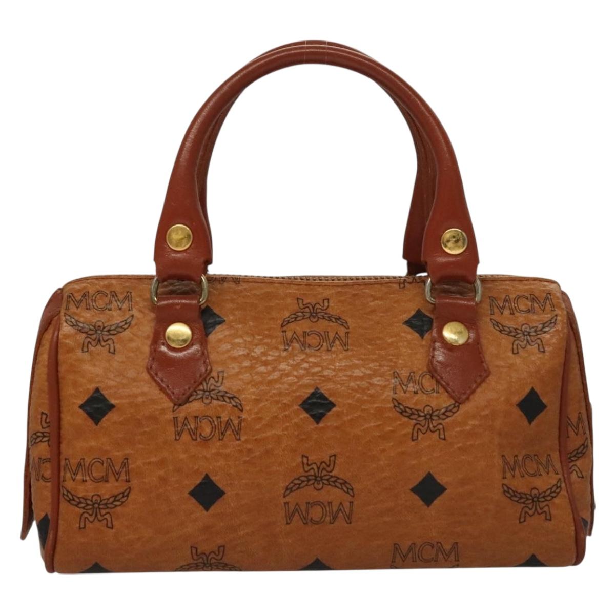 MCM Visetos Brown,Gold Canvas, Leather Travel Bag (Pre-Owned)