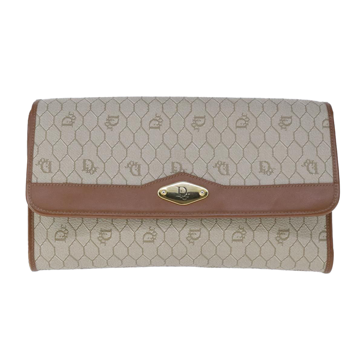 Dior Honeycomb Beige Canvas Shoulder Bag (Pre-Owned)