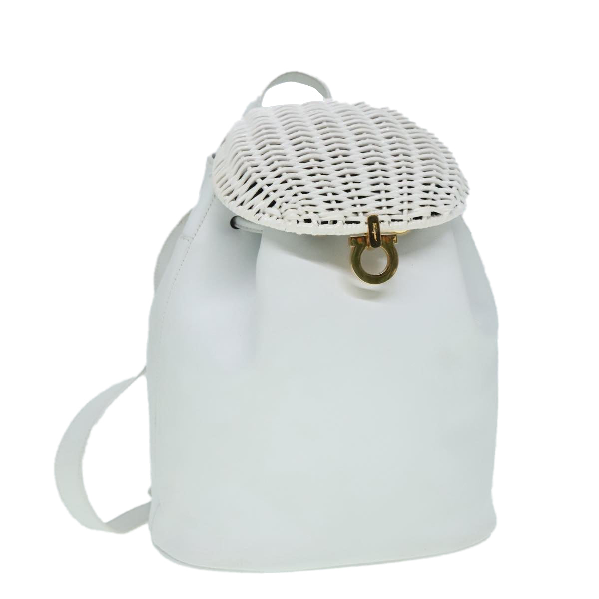 Salvatore Ferragamo White Leather Backpack Bag (Pre-Owned)