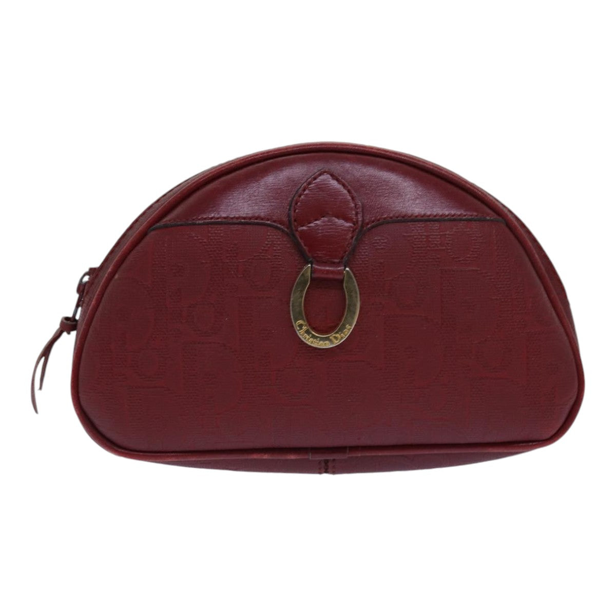 Dior Demi-Lune Burgundy Canvas Clutch Bag (Pre-Owned)