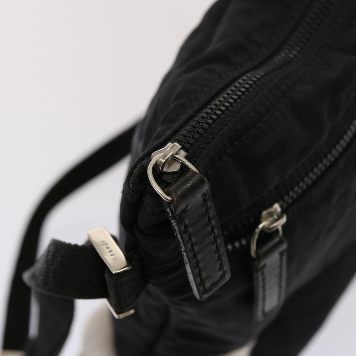 Fendi Zucca Black Canvas Shoulder Bag (Pre-Owned)
