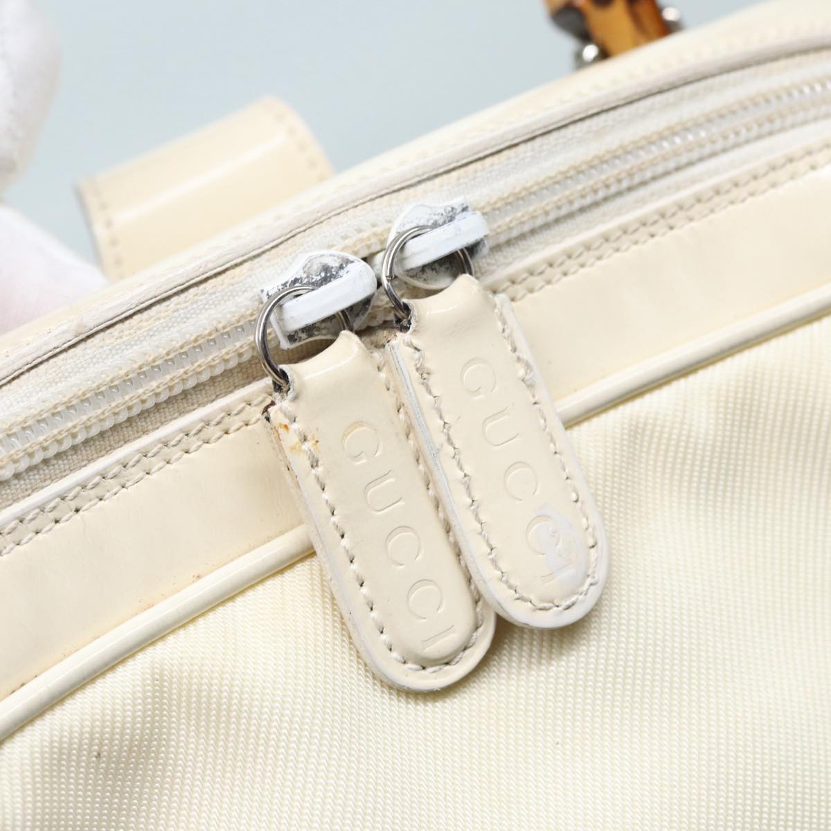 Gucci Bamboo White Leather Shoulder Bag (Pre-Owned)