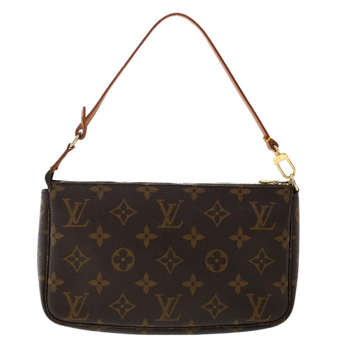 Louis Vuitton Pochette Accessoire Brown Canvas Clutch Bag (Pre-Owned)