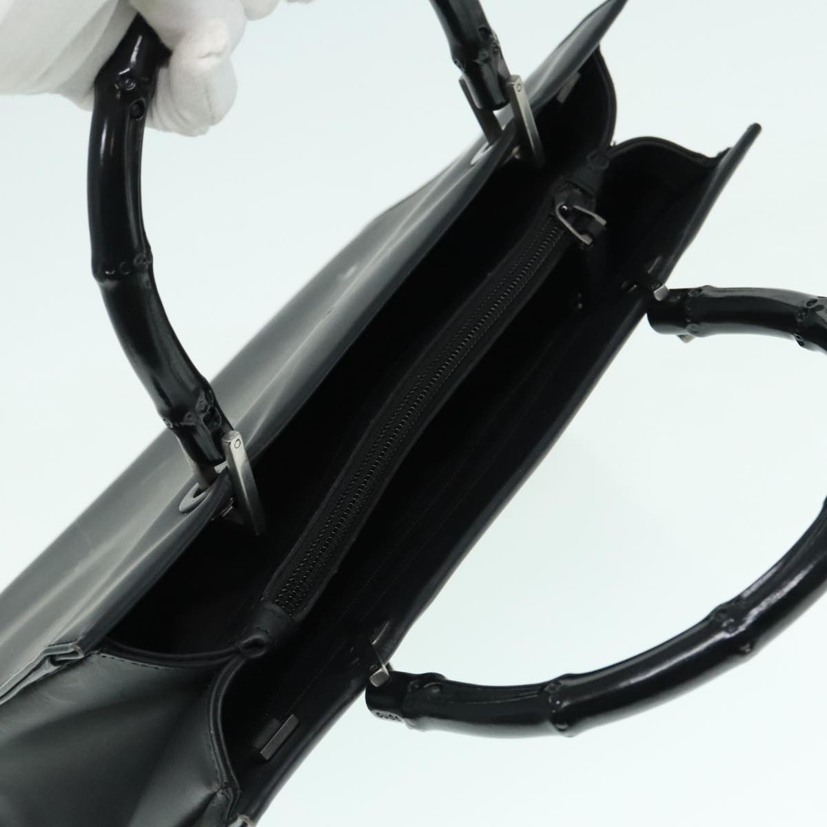 Gucci Bamboo Black Leather Handbag (Pre-Owned)