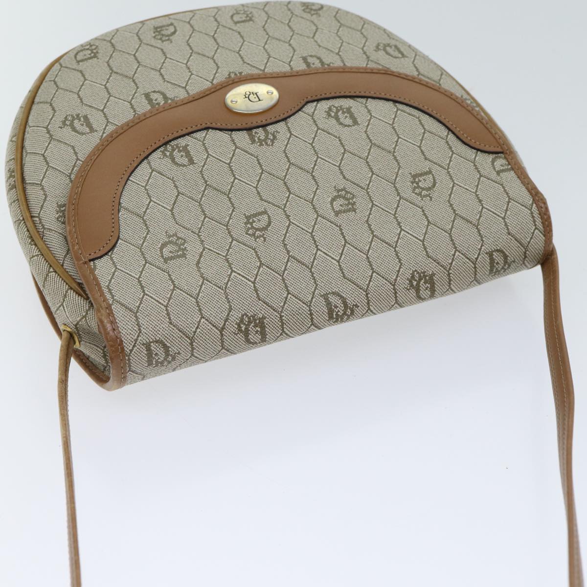 Dior Honeycomb Beige Canvas Shoulder Bag (Pre-Owned)