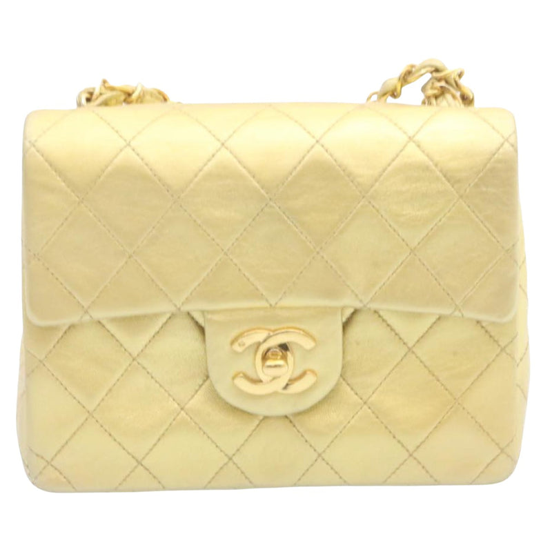 Chanel Name Tag Gold Leather Shoulder Bag (Pre-Owned)