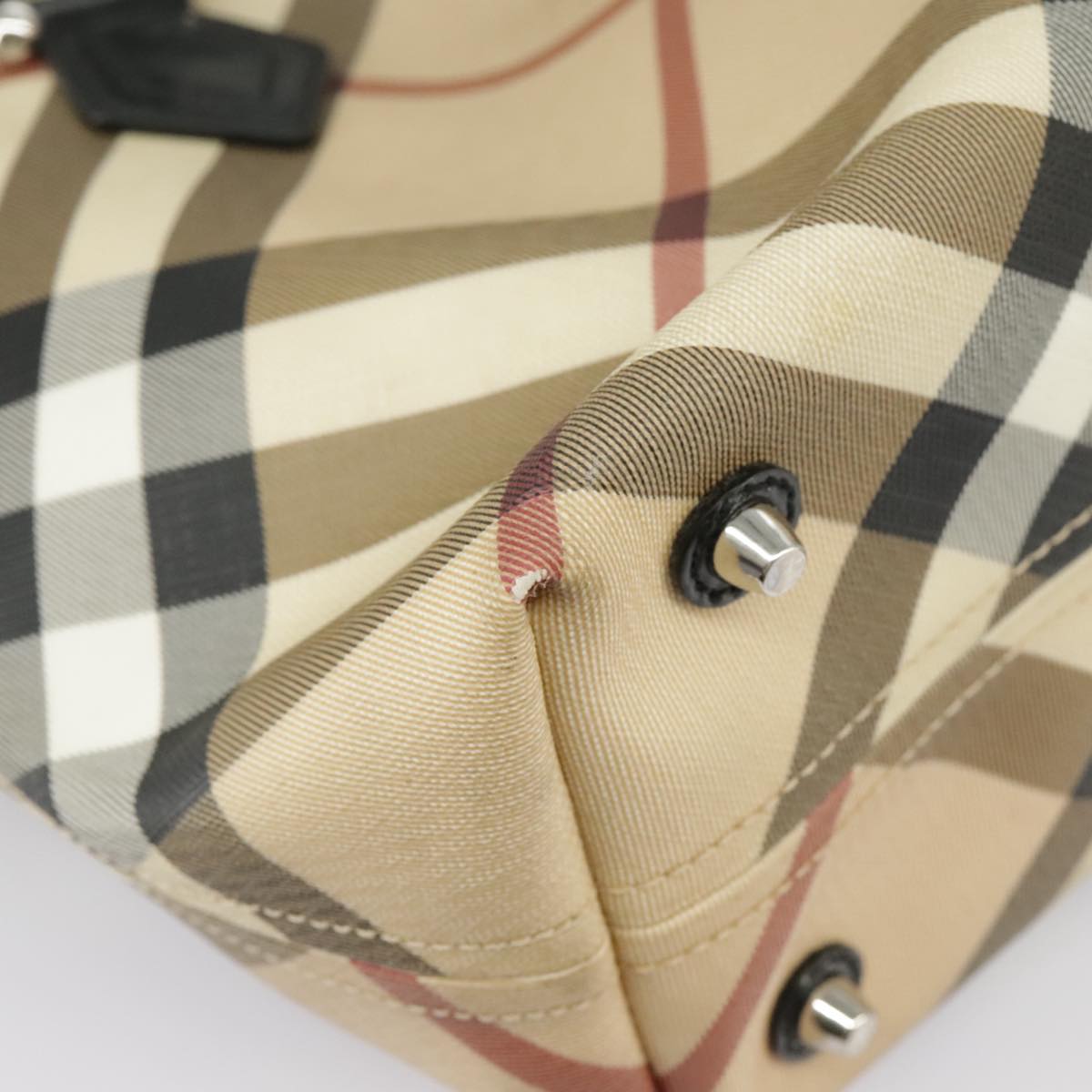 Burberry Nova Check Beige Canvas Handbag (Pre-Owned)
