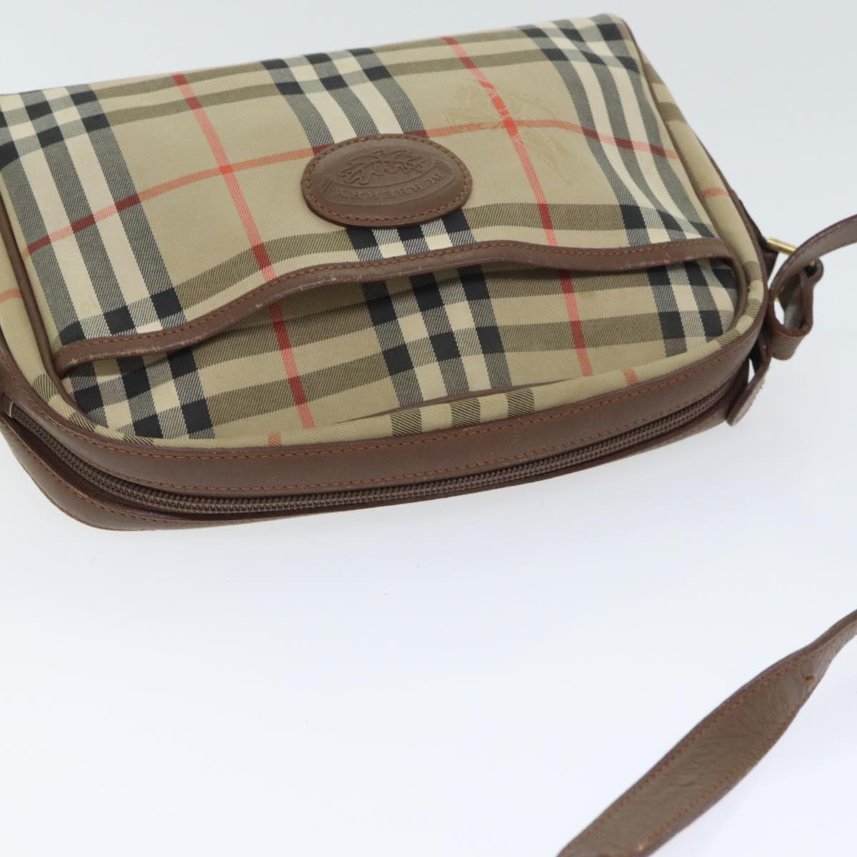 Burberry Nova Check Beige Canvas Shoulder Bag (Pre-Owned)
