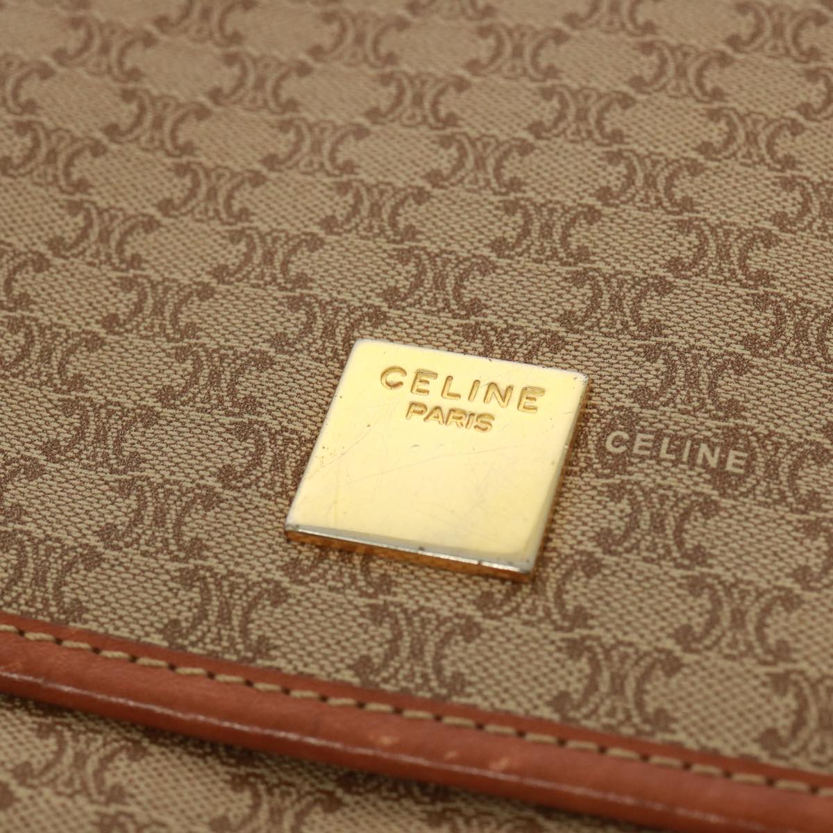 Céline Macadam Beige Canvas Shoulder Bag (Pre-Owned)