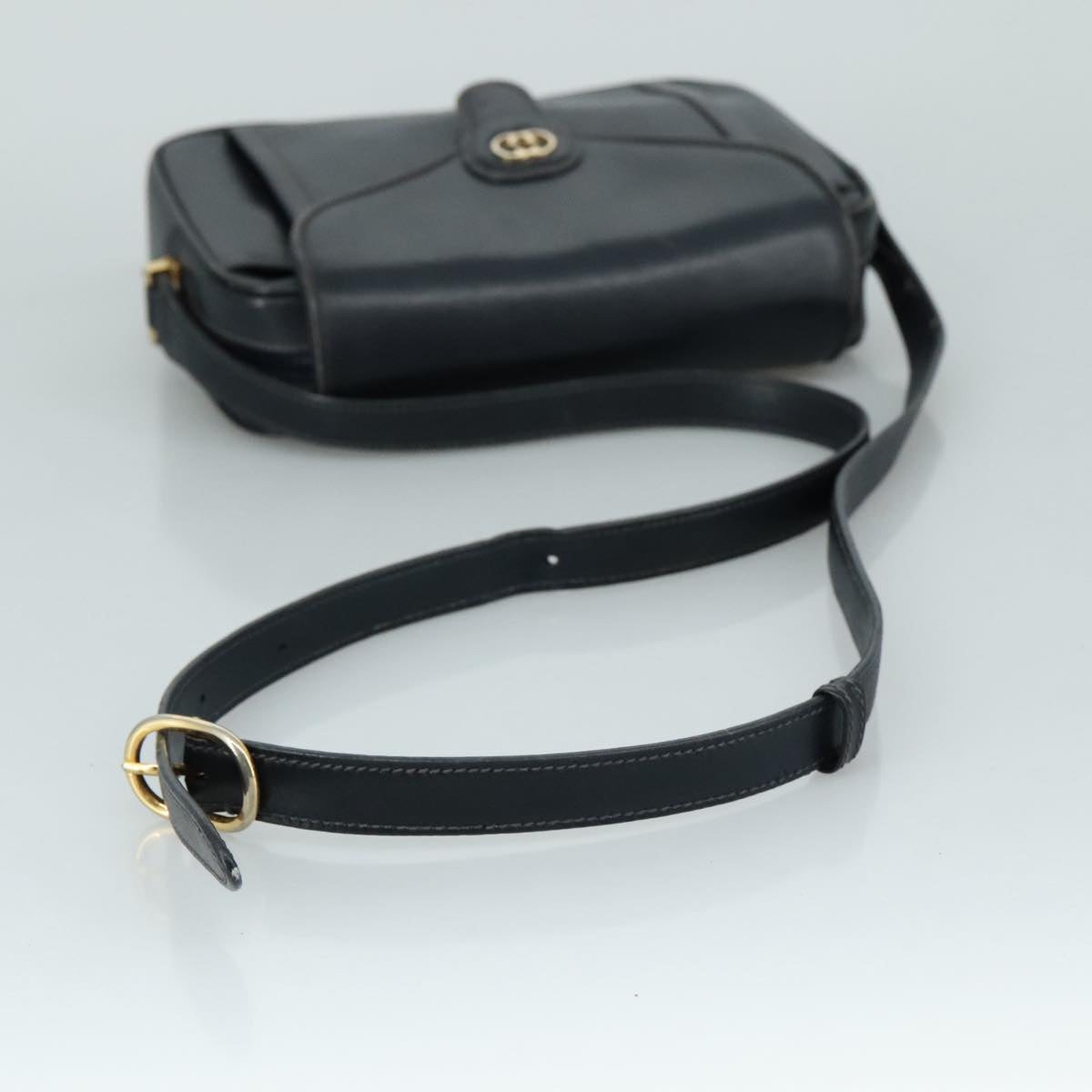 Gucci Interlocking G Navy Leather Shoulder Bag (Pre-Owned)