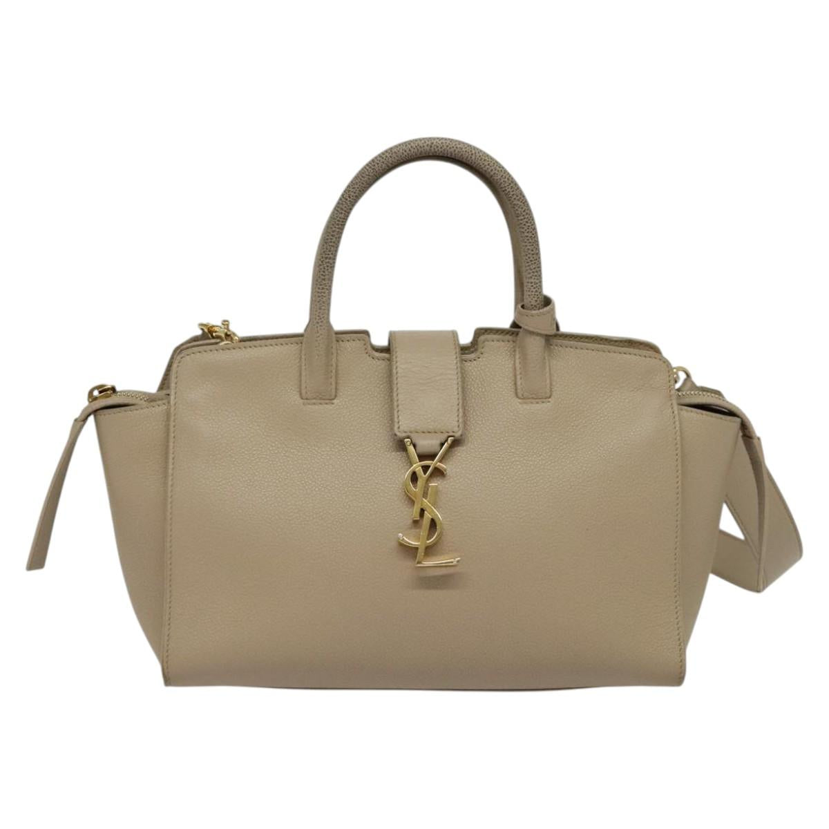 Yves Saint Laurent Downtown Beige Leather Handbag (Pre-Owned)