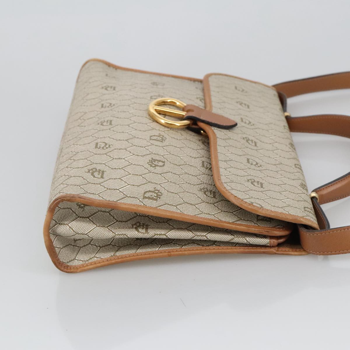 Dior Honeycomb Beige Canvas Handbag (Pre-Owned)