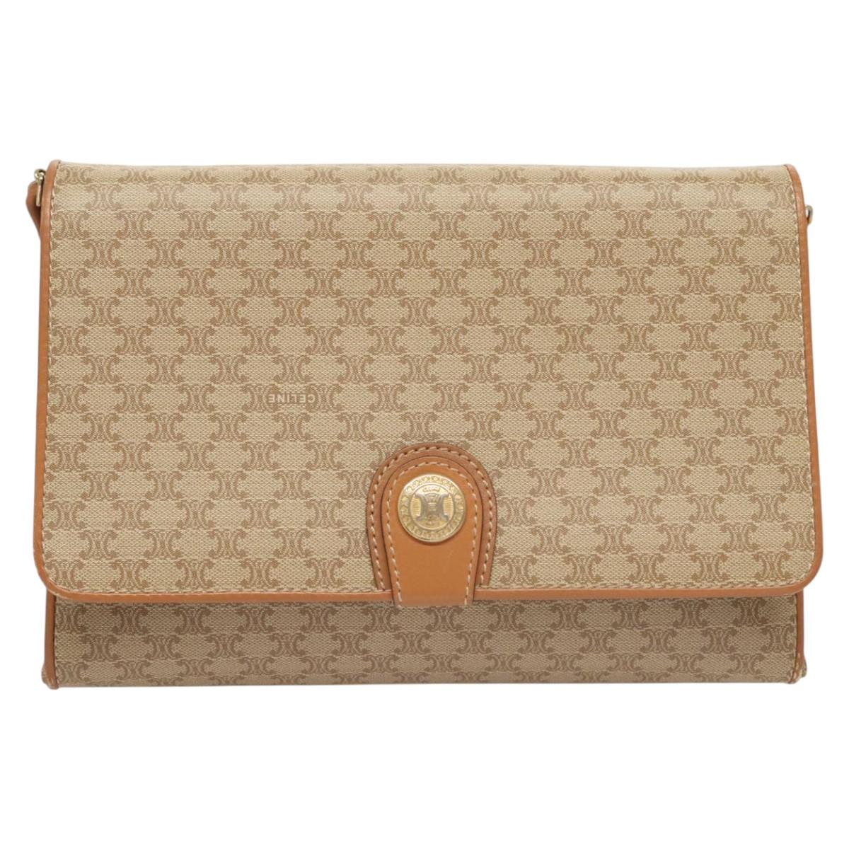 Céline Macadam Beige Canvas Shoulder Bag (Pre-Owned)