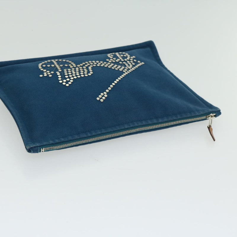 Hermès Blue Canvas Clutch Bag (Pre-Owned)
