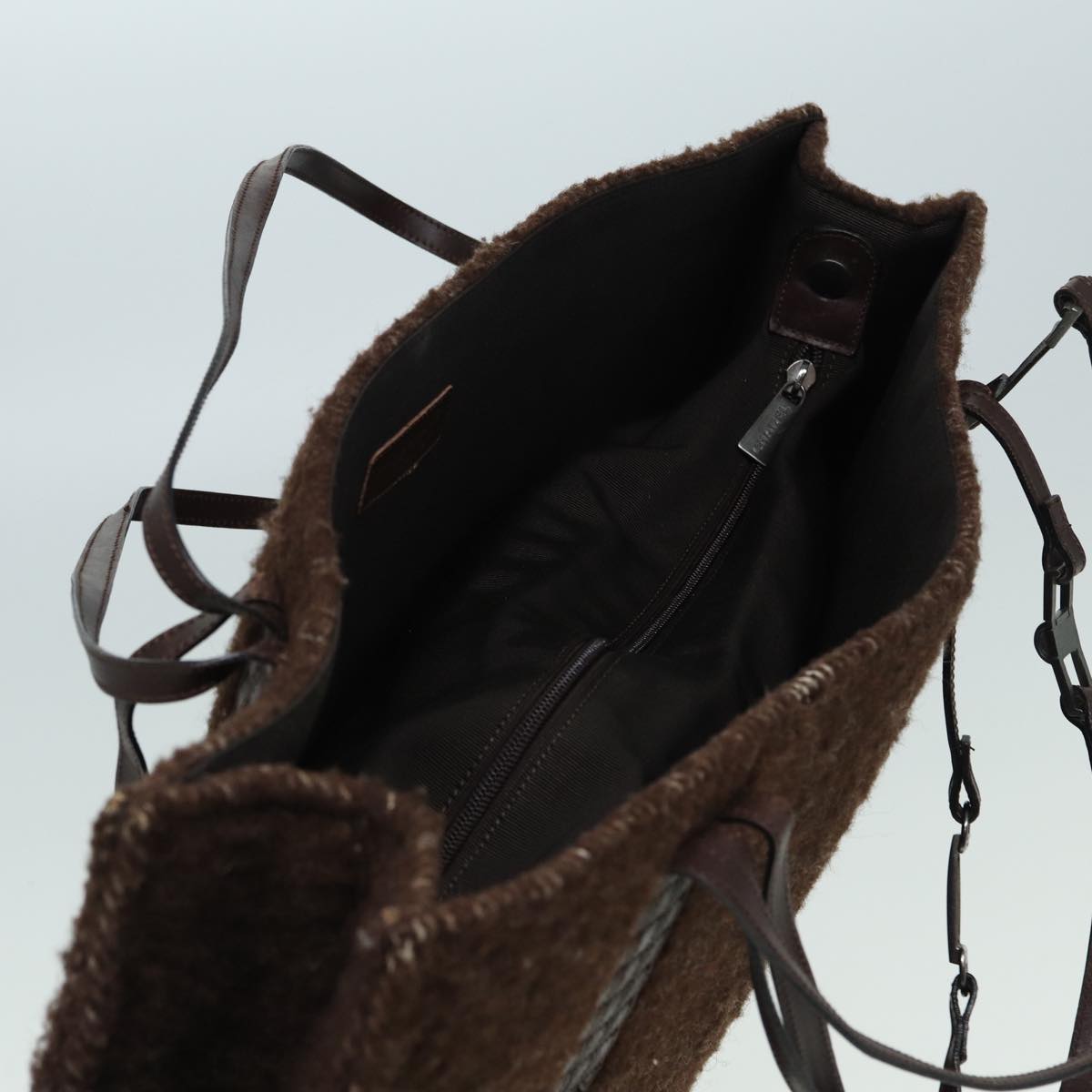 Chanel Logo Cc Brown Wool Tote Bag (Pre-Owned)