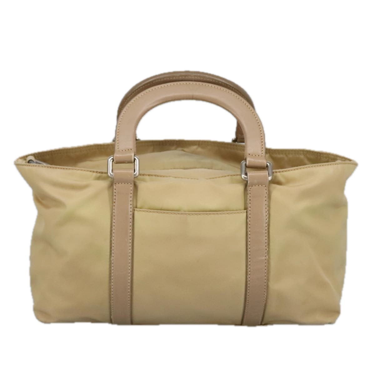 Prada Triangle Logo Beige Synthetic Handbag (Pre-Owned)