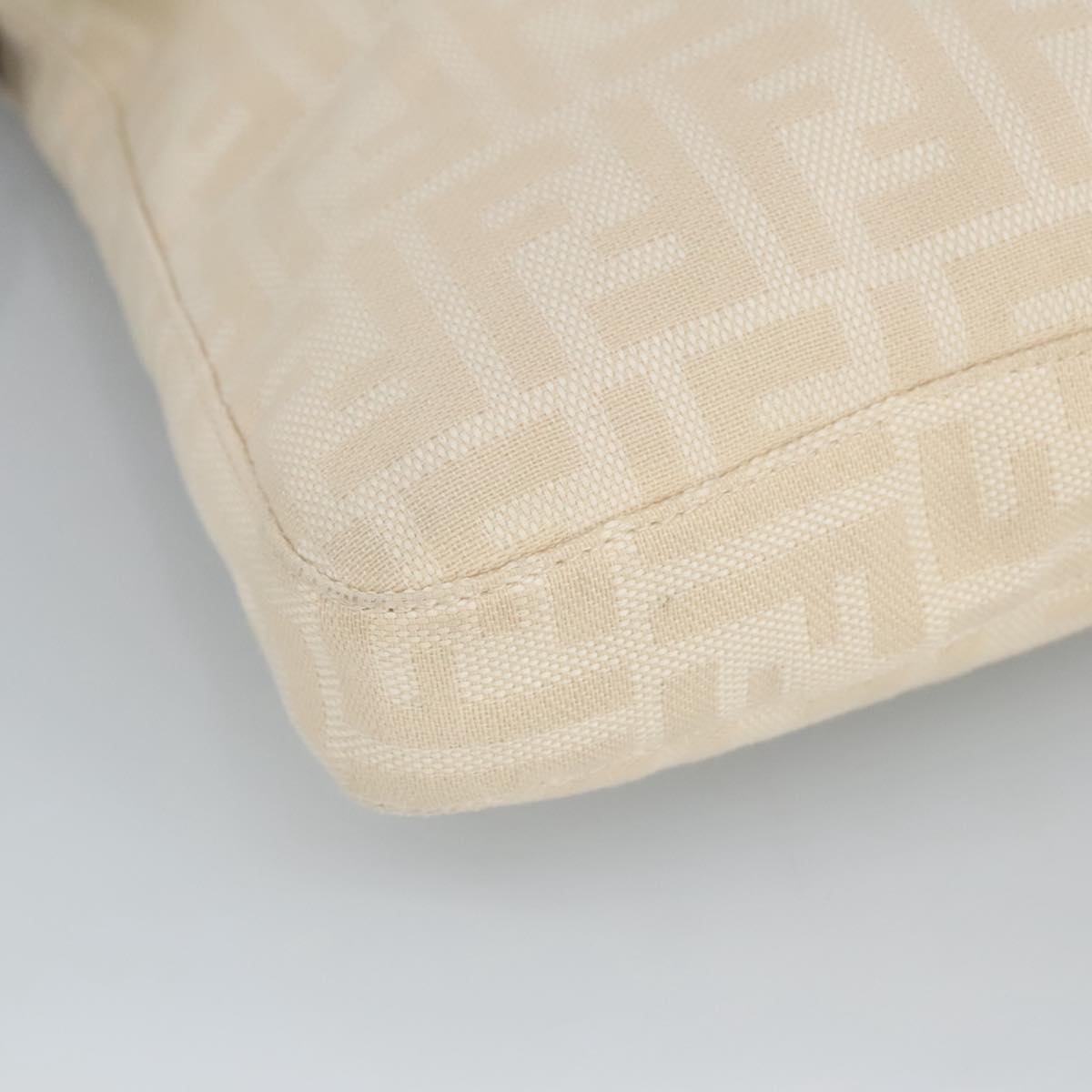 Fendi Zucchino Beige Canvas Shoulder Bag (Pre-Owned)
