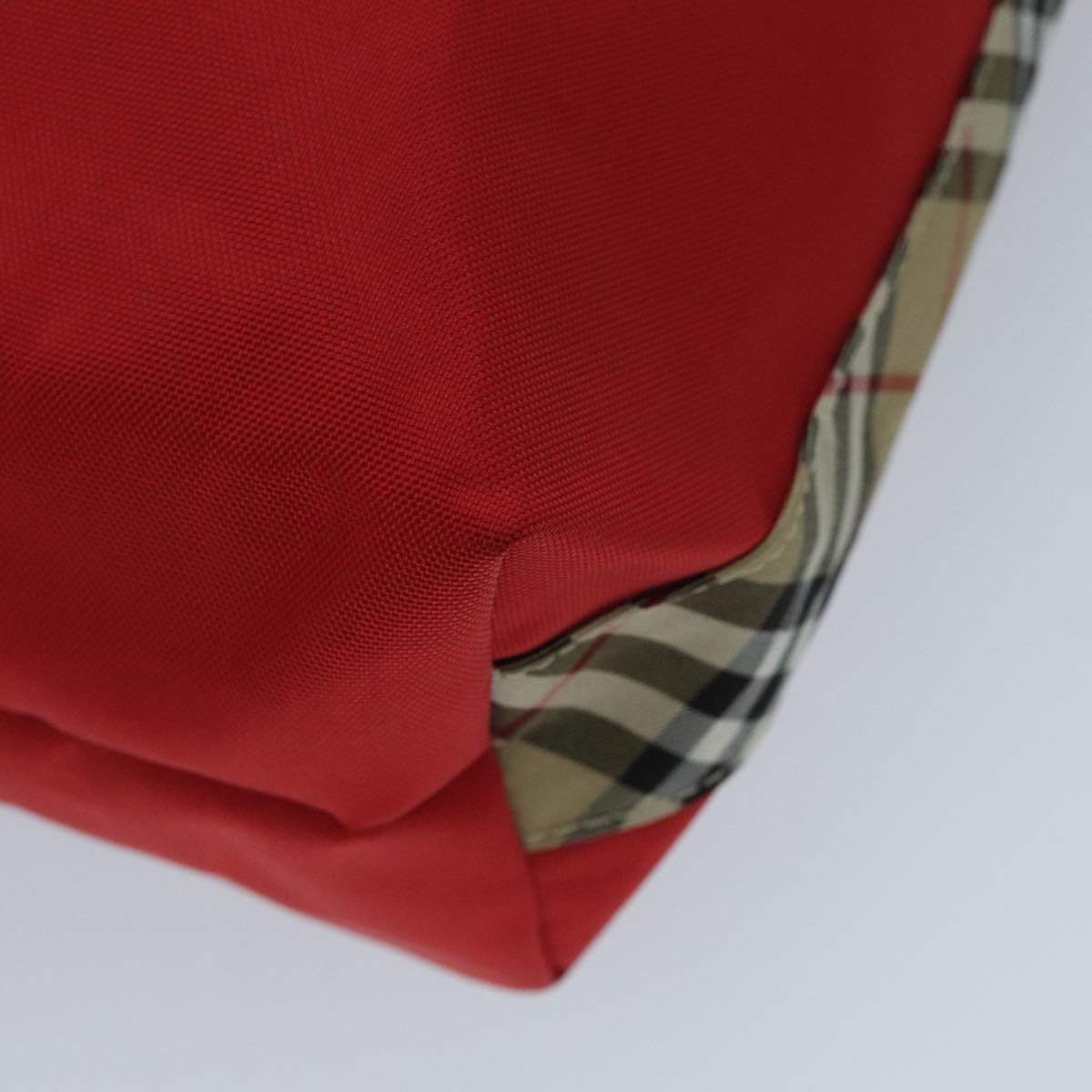 Burberry Nova Check Red Synthetic Handbag (Pre-Owned)