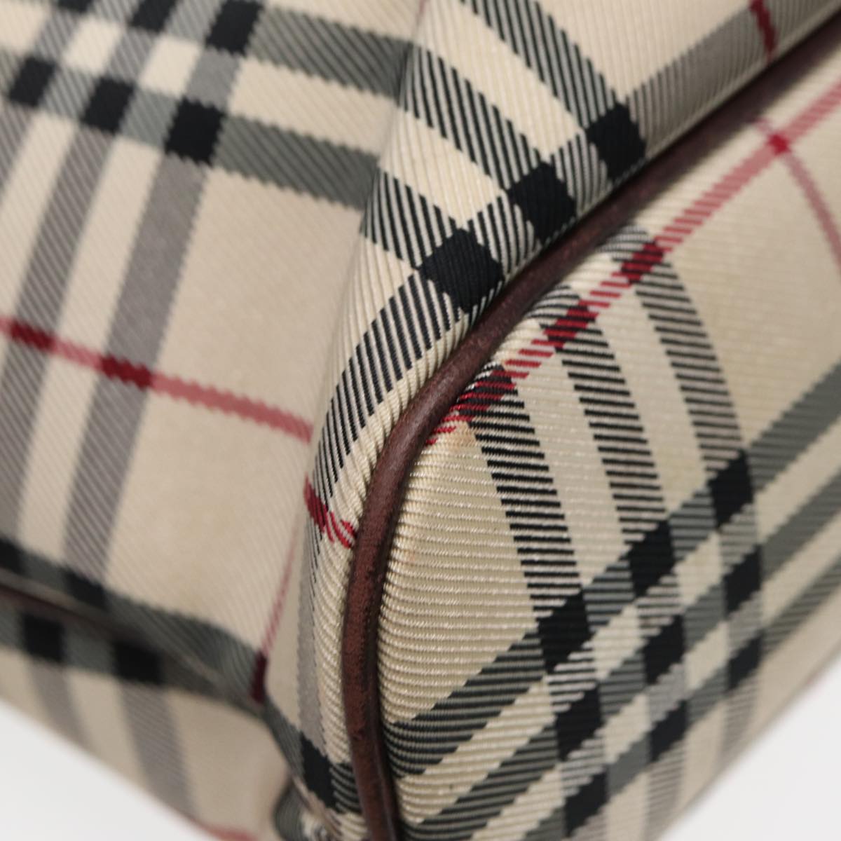 Burberry Nova Check Beige Canvas Handbag (Pre-Owned)