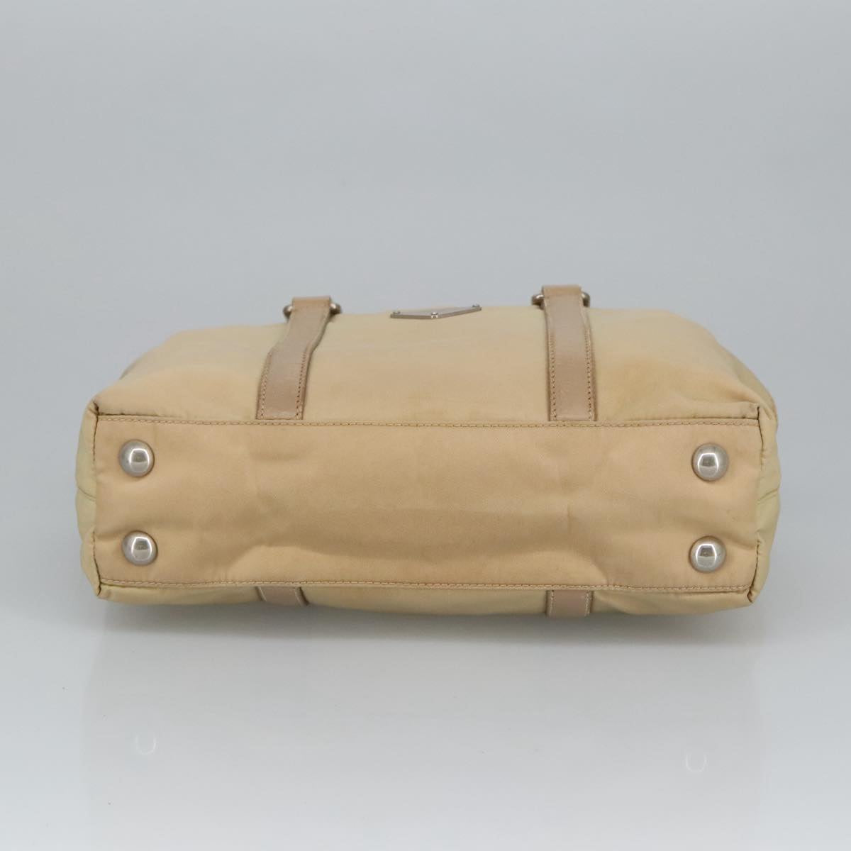 Prada Triangle Logo Beige Synthetic Handbag (Pre-Owned)