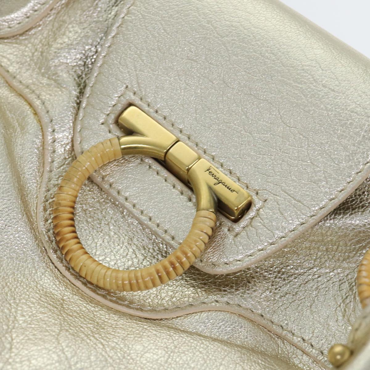 Salvatore Ferragamo Marisa Gold Leather Handbag (Pre-Owned)