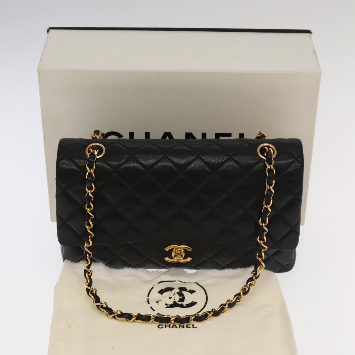 Chanel Timeless 26 Black Leather Shoulder Bag (Pre-Owned)