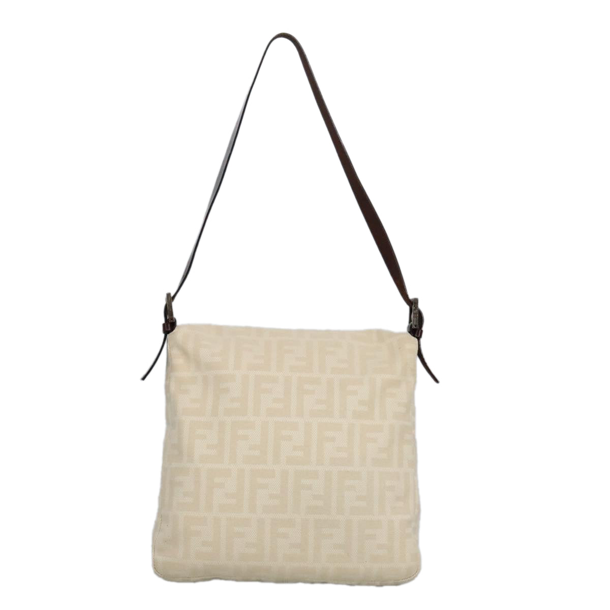 Fendi Zucchino Beige Canvas Shoulder Bag (Pre-Owned)