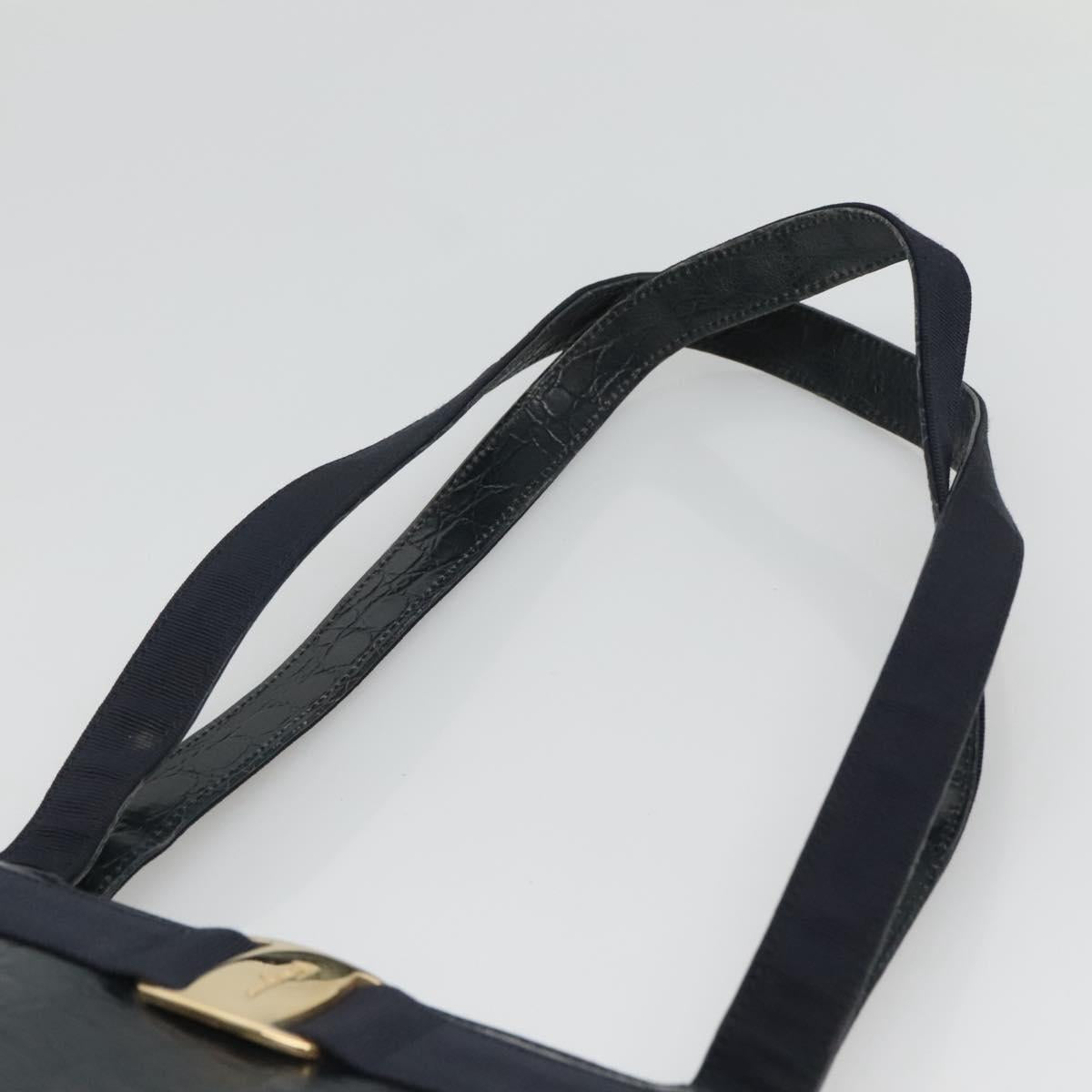 Salvatore Ferragamo Vara Navy Leather Shoulder Bag (Pre-Owned)
